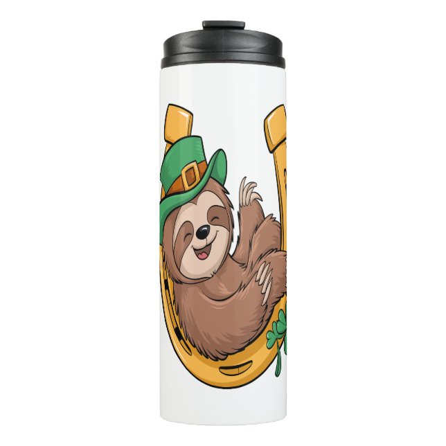 St Patrick's Day Sloth Horseshoe Lucky Thermal Tumbler (Front)