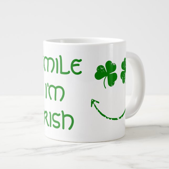 St Patrick's Day Smile I'm Irish Large Coffee Mug (Front Right)