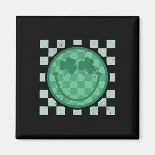 St Patricks Day Smile Shamrock Face Retro Groovy Magnet