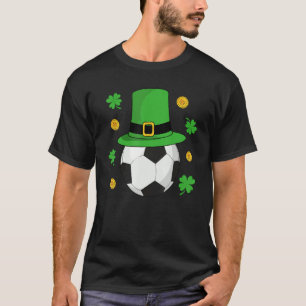 St Patricks Day Soccer Ball Leprechaun Hat Shamroc T-Shirt