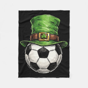 St Patricks Day Soccer Player Leprechaun Hat Men B Fleece Blanket