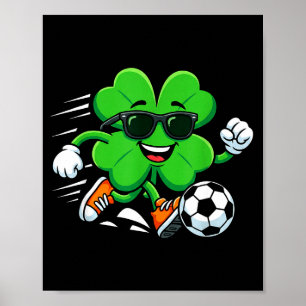 St patricks day soccer shamrock sport patricks day poster