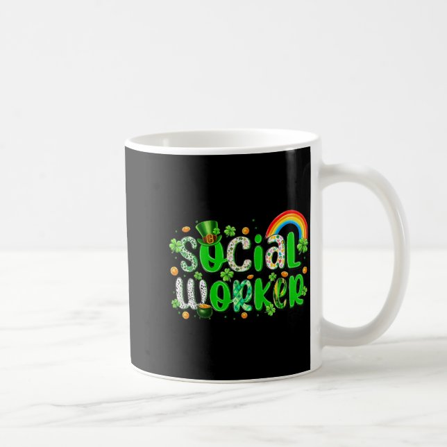 St patrick's day social worker lucky shamrock coffee mug (Right)