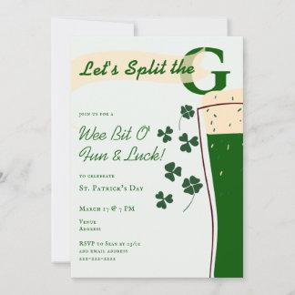 St. Patrick's Day Split The G Pint Challenge Party Invitation
