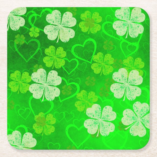 St Patrick's Day Square Paper Coaster (Front)