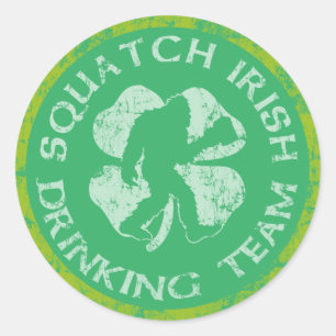 St Patrick's Day Squatch Irish Drinking Team Classic Round Sticker