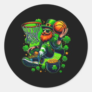 St Patricks Day Stylish Dunking Leprechaun Sketll  Classic Round Sticker