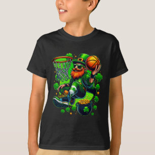 St Patricks Day Stylish Dunking Leprechaun Sketll T-Shirt