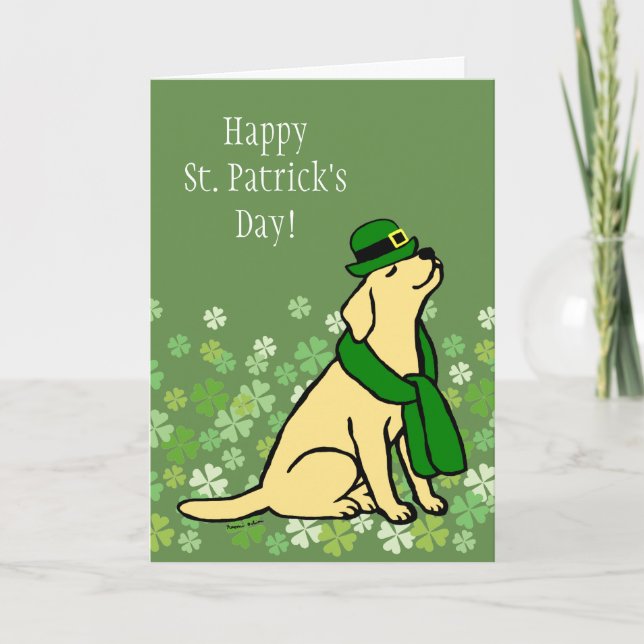 St. Patrick's Day Stylish Yellow Labrador Card (Front)