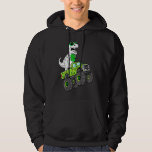 St Patricks Day T Rex Riding Monster Truck Dino To Hoodie