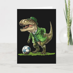 St Patricks Day T Rex Soccer Dinosaur St Patricks Card