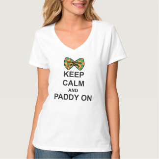 St Patricks Day T-Shirt KEEP CALM and PADDY ON bow