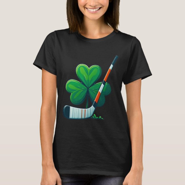 St Patricks Day Tee Shamrock Shirt Hockey St Patri (Front)