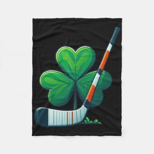 St Patricks Day Tee Shamrock Shirt Hockey St Patri Fleece Blanket (Front)