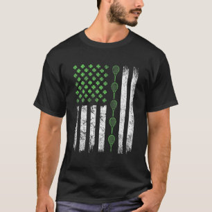 St Patrick's Day Tennis Irish American Flag Shamro T-Shirt
