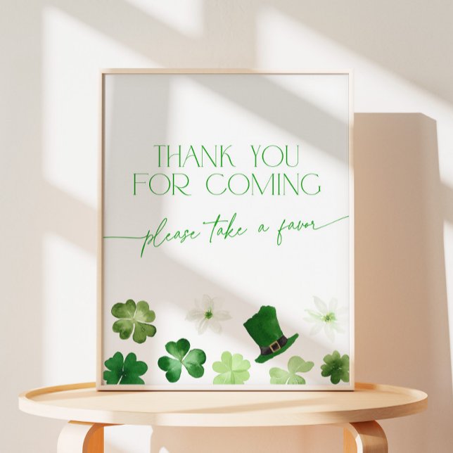St. Patricks Day Thank You for Coming Favors Pedestal Sign (Thank you for coming favors sign)