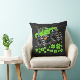 St Patricks Day Toddler Lucky Monster Truck Cushion