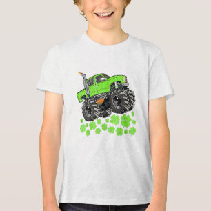 St Patricks Day Toddler Lucky Monster Truck Tri-Blend Shirt