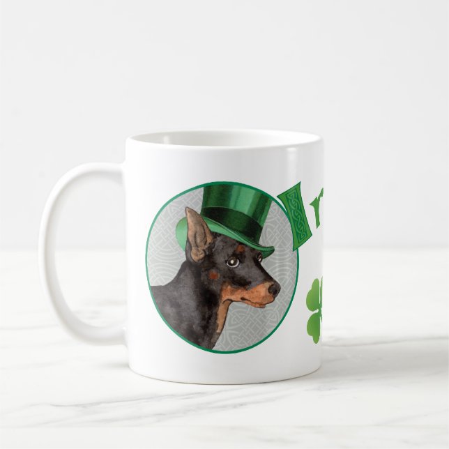 St. Patrick's Day Toy Manchester Terrier Coffee Mug (Left)