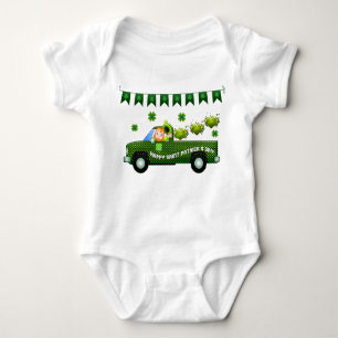 St Patrick's Day Truck Baby Bodysuit
