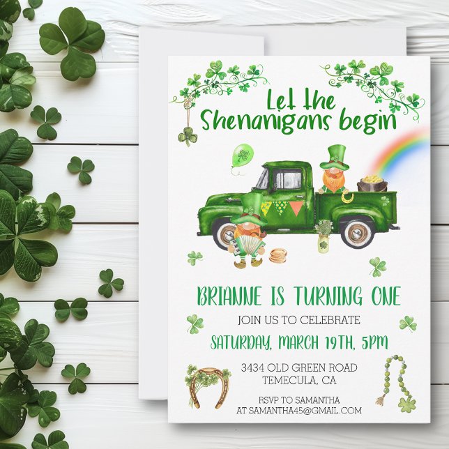 St. Patrick's day Truck Birthday Shenanigans Invitation (Creator Uploaded)