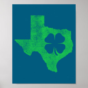 St. Patrick's Day Tx Texas Shamrock Green Irish Pa Poster