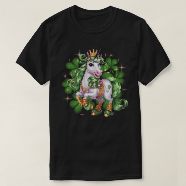 St. Patrick's Day Unicorn Celtic Fantasy Creature T-Shirt (Design Front)