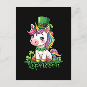 St Patricks Day Unicorn Cute Saint Pattys Girls  Holiday Postcard