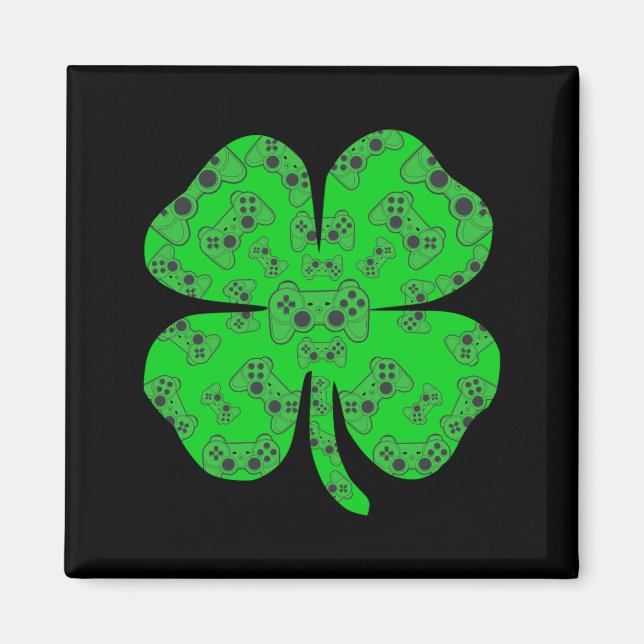 St Patricks Day Video Game Controller Shamrock T S Magnet (Front)