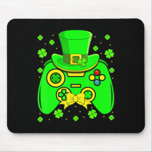 St Patrick's Day Video Game Shamrock Matching Men  Mouse Pad