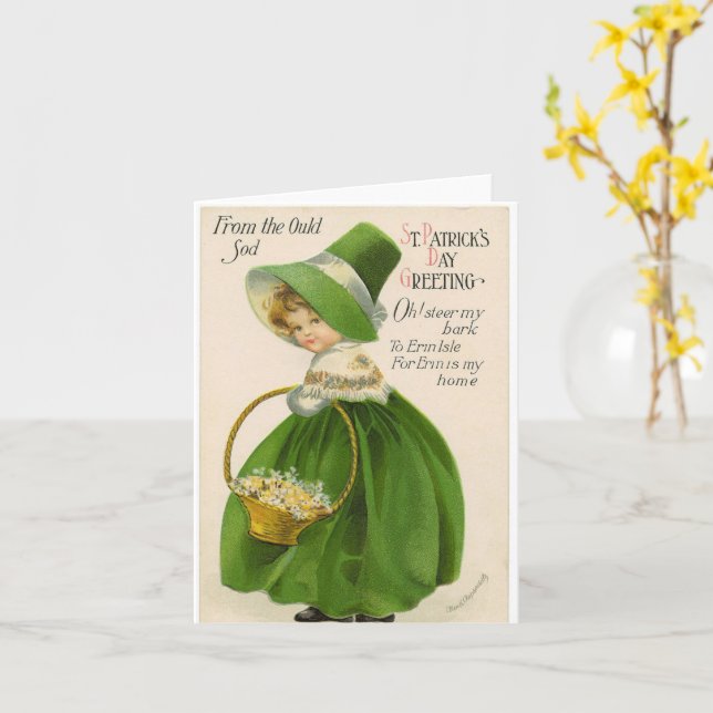 St Patrick's Day Vintage Card (Yellow Flower)