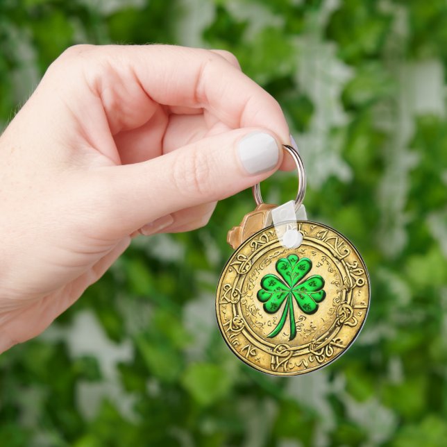 St. Patrick's Day Vintage Gold Coin Key Ring (Hand)
