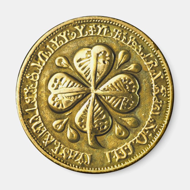 St. Patrick's Day Vintage Gold Coin Magnet (Front)