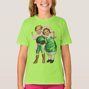 St. Patrick's Day Vintage Kids Girls Green T shirt