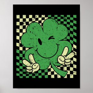 St Patricks Day Vintage Retro Groovy Lucky Shamroc Poster