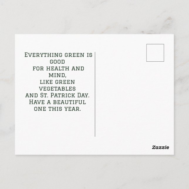 St. Patrick's Day vintage Shamrock personalise  Postcard (Back)