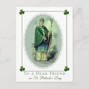 St. Patrick's Day Vintage shamrock red heart Postcard