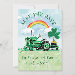 St. Patrick's Day Vintage Tractor Save the Date