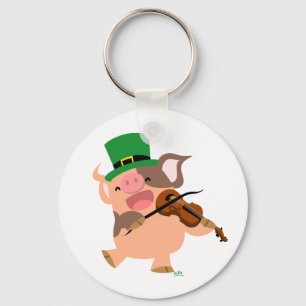 St Patrick's Day violinist pig keychain