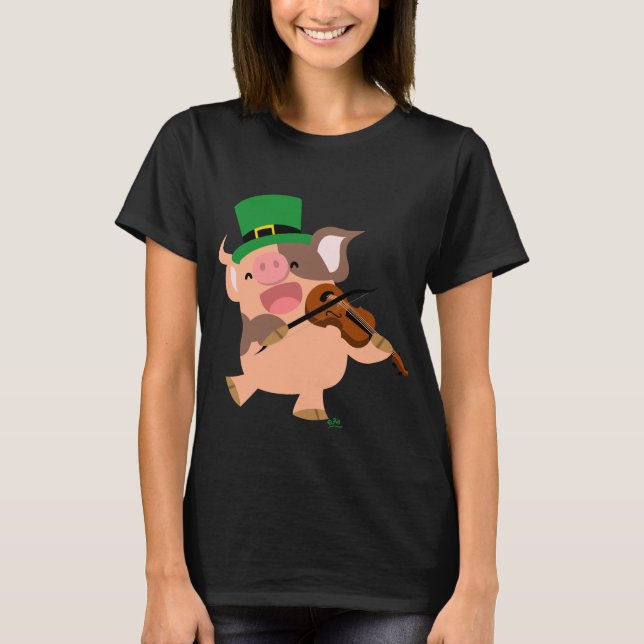 St Patrick's Day violinist pig Women T-shirt (Front)