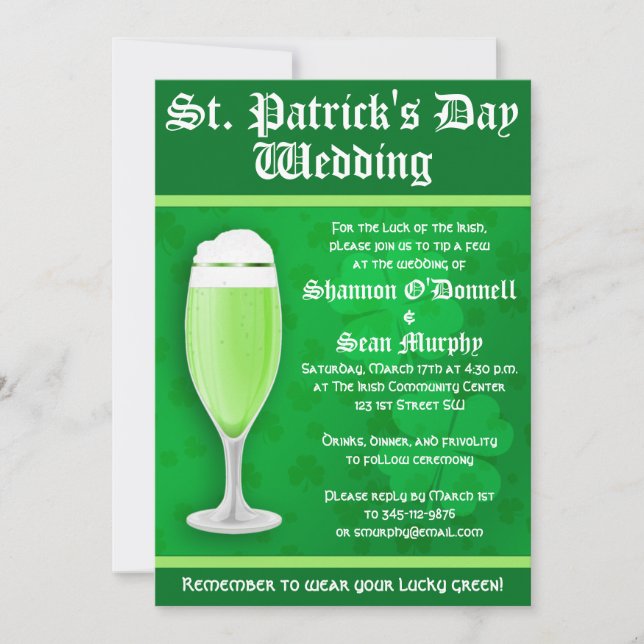 St. Patrick's Day Wedding Invitation (Front)
