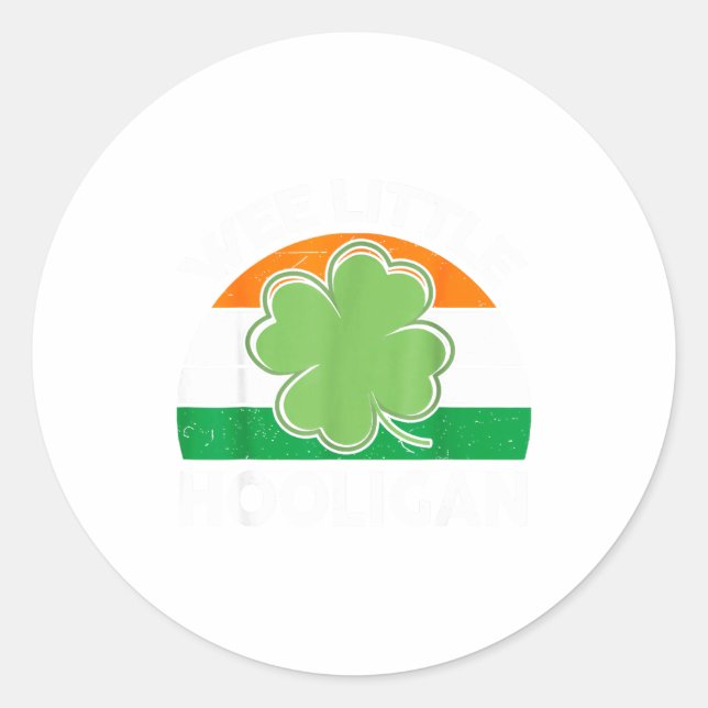 St Patricks Day Wee Little Hooligan Funny  Classic Round Sticker (Front)