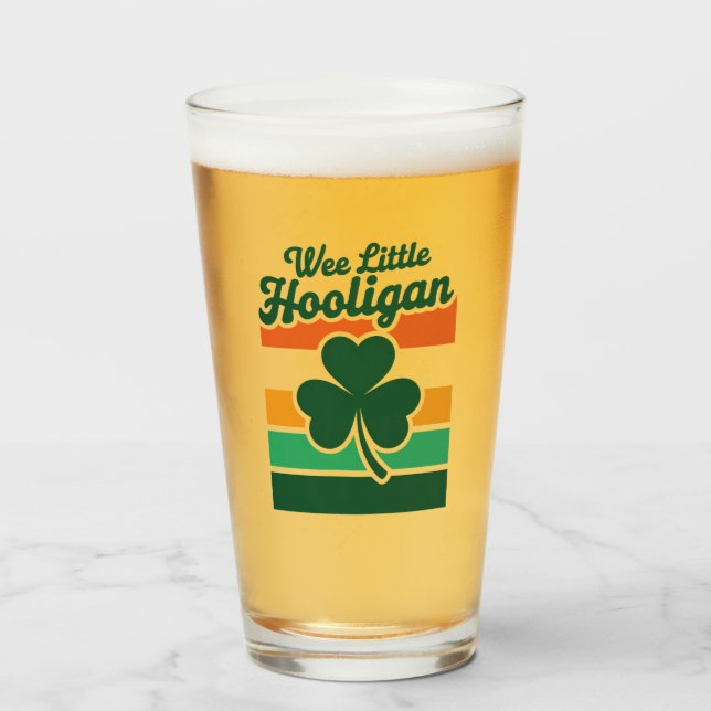 St Patricks Day Wee Little Hooligan Funny  Glass (Front Filled)