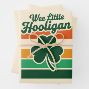 St Patricks Day Wee Little Hooligan Funny Wrapping Paper Sheet