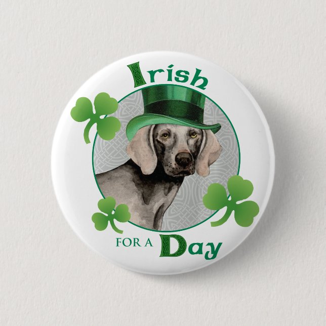 St. Patrick's Day Weimaraner 6 Cm Round Badge (Front)
