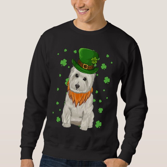 St Patricks Day West Highland White Terrier Shamro Sweatshirt (Front)