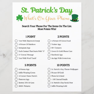 St. Patrick's Day What's On Your Phone Game