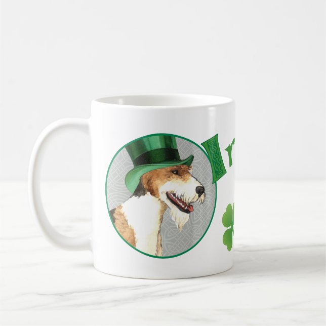 St. Patrick's Day Wire Fox Terrier Coffee Mug (Left)