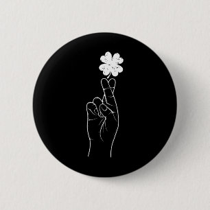 St Patricks Day Wishing For Luck Hand Sign Asl Sha 6 Cm Round Badge