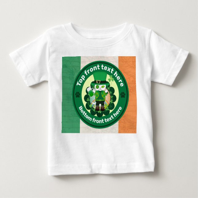 St. Patrick's Day with a Lucky One-Eyed Cat Baby T-Shirt (Front)